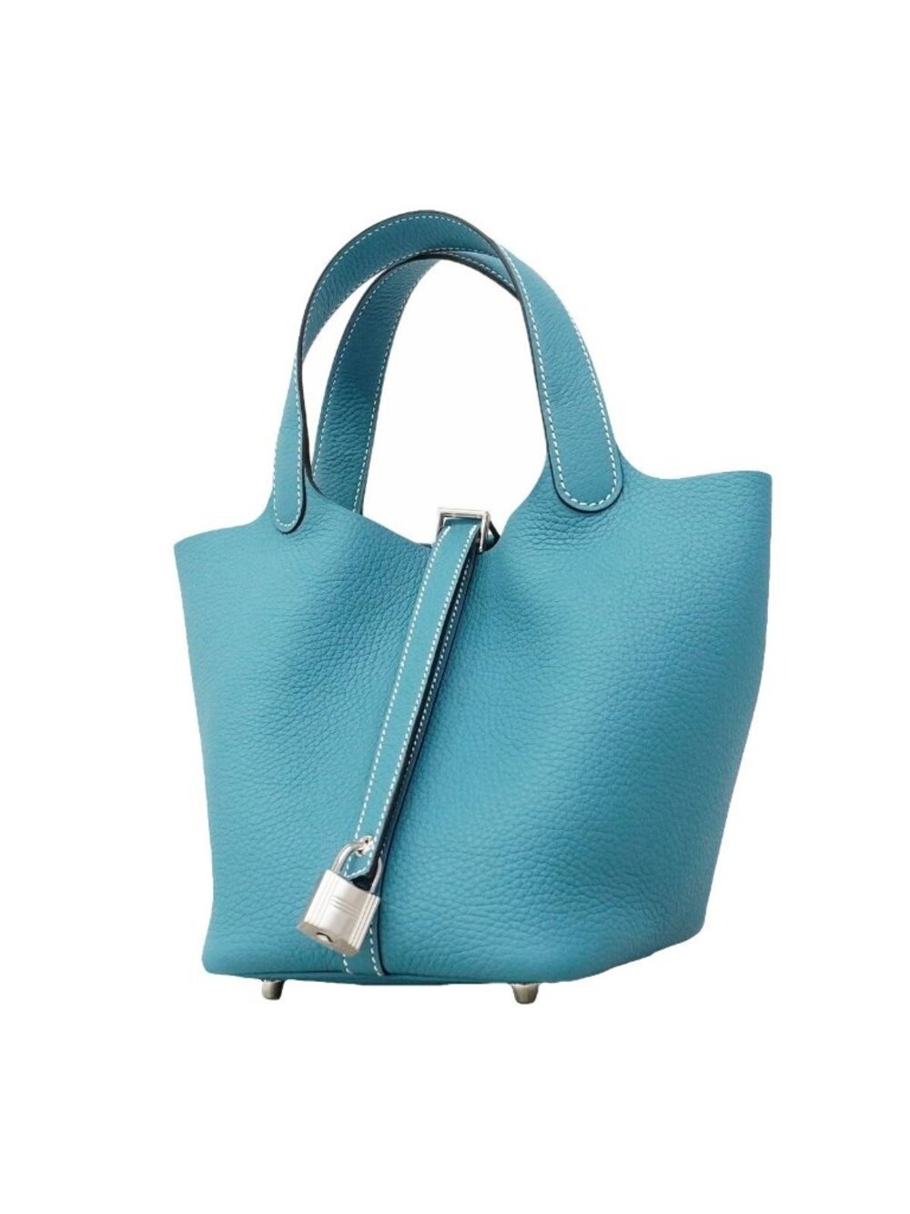 Hermes Handbag Picotin Lock PM Taurillon Clemence New Blue Jean Silver